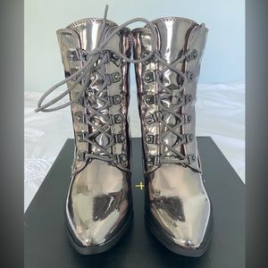Metallic ankle boots